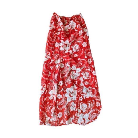 Lulu Linen Flax Camara Tropical Floral Print Maxi Faux Wrap Sarong Sz L NWT - Picture 10 of 15